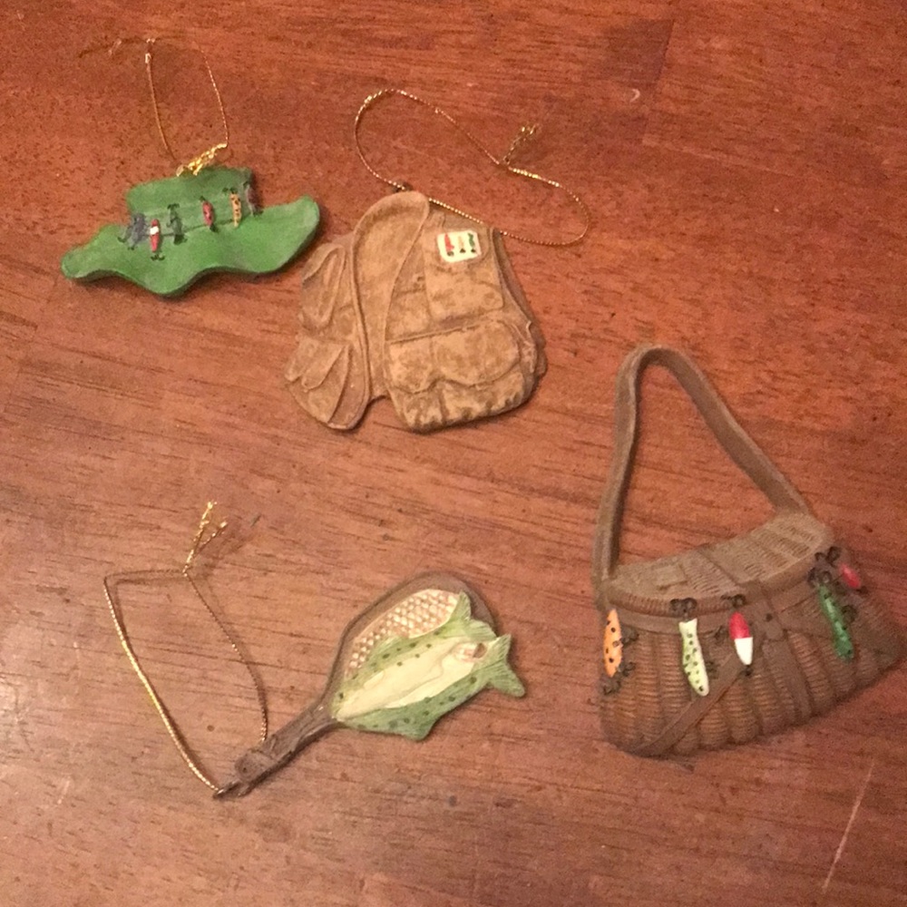 Fisherman ornaments lodge/rustic theme lot of 4